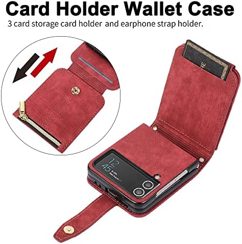 Чанта-портфейл KUDEX Galaxy Z Flip 4 с държач за карти, Оборудвана [Портфейл с цип], устойчив на удари Защитен
