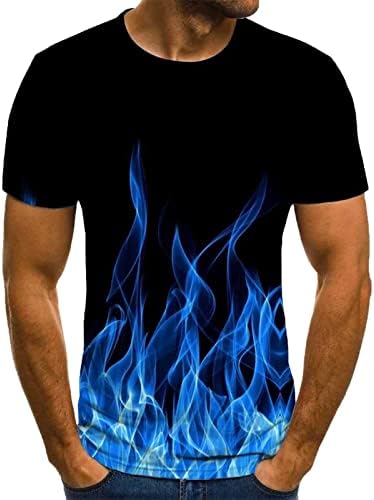 Мъжки Летни Тениски, Новост, Тениски С 3D Модел, Забавни Тениски с изображението на Пламък, Стръмни Върхове с къс Ръкав, Празнична Риза