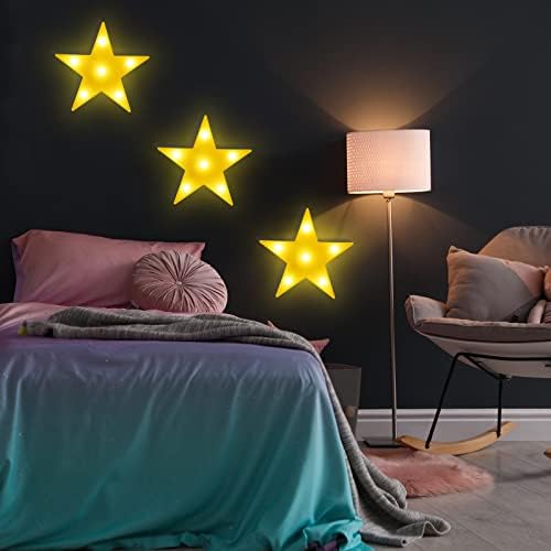 3 Бр. Led нощна светлина със звездите Може да бъде окачен на стената в детската стая, подходящ за украса за рожден ден, празник, детски стаи, декориране на детската ста?
