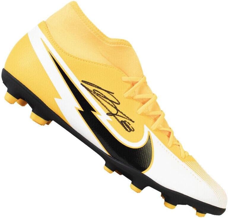 Футболни обувки с автограф на Бруно Фернандес, Nike, Оранжево-бяла обувка с автограф - футболни Обувки, NFL