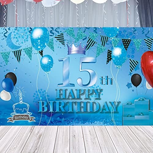 От 15-ти Рожден Ден на Фона на Банер Син на 15-ти Знак Плакат на 15-Ия Ден от Раждането, за да проверите за