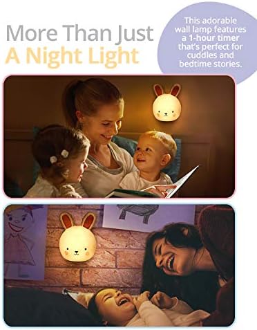 SomeShine Kids Night Light - Подвижни детски стенен и настолен нощна светлина във формата на зайче с монтиране, сензорен контрол, таймер за автоматично изключване, както и с рег