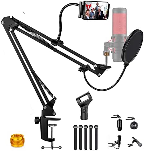 Стрела за hyperx quadcast, Регулираща се на 360 ° Стойка за микрофон, Тежкотоварни детска окачване за микрофон,