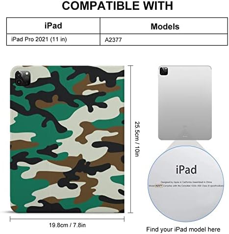 Зелено-Черен Калъф с Камуфляжным модел, който е Съвместим за iPad 2020/iPad Pro 2020/iPad Pro 2021/iPad Air4/Air5/iPad
