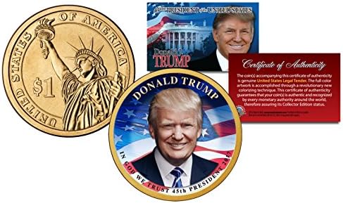 Доналд Тръмп, 45-ти Президент, на Официална Раскрашенная Монета Президентския долара г. на стойност 1 долар