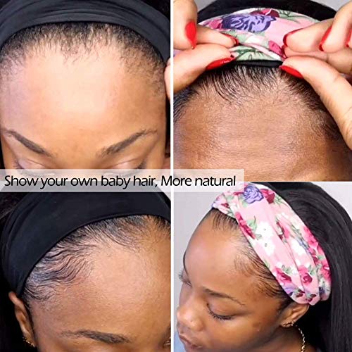GDWIGS Дълга права превръзка на главата Перуки за черни жени бесклеевой синтетични перука на главата на 180%