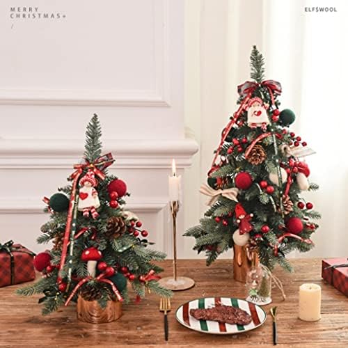 Коледна Мини-Коледна Елха INDYAH, Изкуствена Настолна Коледно Дърво, Маса Малка Коледна Елха с Декорации във