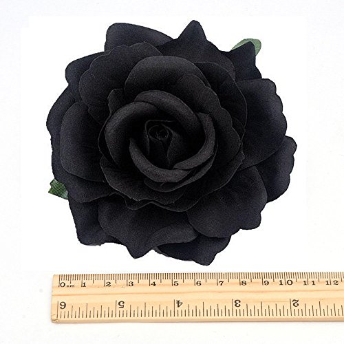 VEICOSTT дамски шнола за коса във формата на рози, аксесоари за коса, цвете брошка, жени ZFJ11 (черен)
