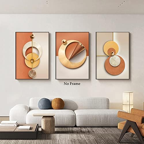 Оранжев Геометричен Платно Стенно Изкуство Оранжево Абстрактен Плакат Изкуството на Съвременните Геометрични