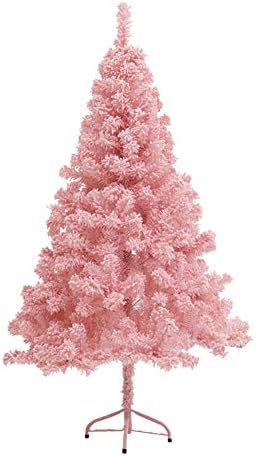 Коледно дърво ZPEE Розов цвят, Материал ПВЦ, Изкуствена бор на панти с Метална стойка, Коледна украса, Гола