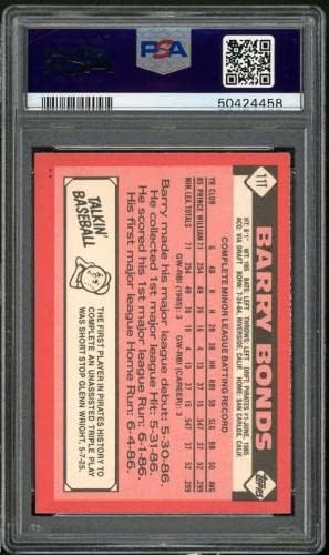 Карта начинаещ Бари Бондса 1986 Topps Търгувам #11T PSA 9 - Бейзболни картички начинаещ