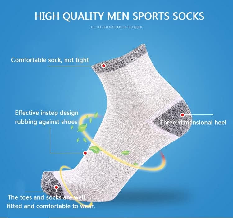 UXZDX CUJUX, 5 Чифта мъжки Памучни чорапи, Спортни бързо съхнещи Мъжки Есенно-Зимни Чорапи за Трекинг (Цвят: