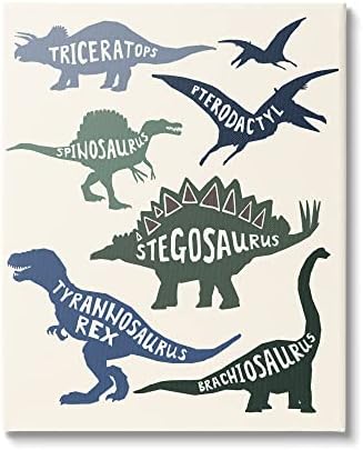 Диаграма на заглавия на Силуета на обикновените видове динозаври Stupell Industries, Дизайн Lil' Rue