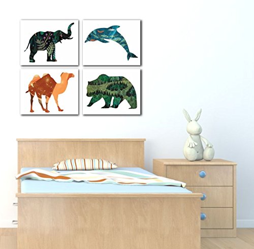 Събиране Animal Habitat (Комплект от четири Стенни щампи с размер 11x14), Интериор на детската, Интериор на