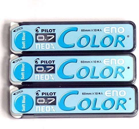 Грифель за механични моливи Color Pilot Eno, 0,7 мм, бледо-синьо, 10 грифелей в опаковка—3 броя / само за 30 грифелей (внос от Япония) [Оригиналната опаковка Komainu-Dou]