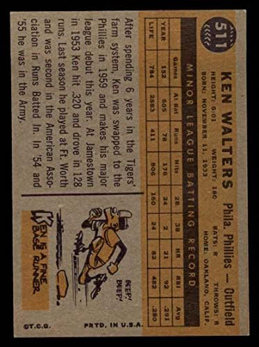 1960 Topps 511 Кен Уолтърс Филаделфия Филис (Бейзболна картичка), БИВШ Филис