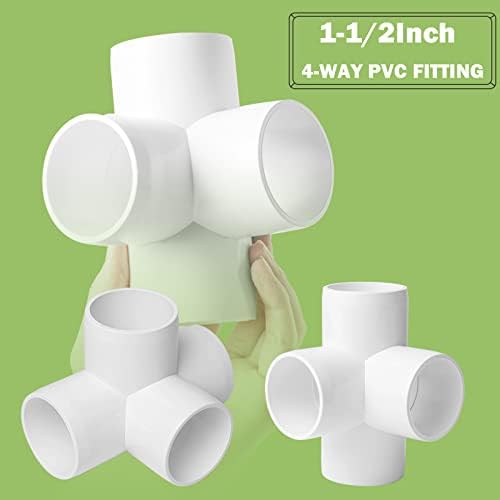 6 Опаковки Фитинги от PVC 1-1 / 2 инча 4Way, Мебелни Фитинги от PVC с Коляно за 1-1 / 2 Инчови тръби от PVC,