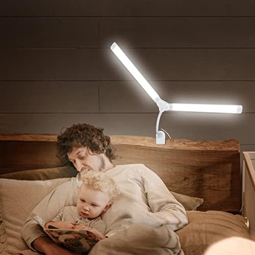 ENUOTEK Clip on LED Настолна Лампа за четене с Двойни Глави 2X5 Вата 1000Лм Гъвкава Настолна Лампа с Гъши Врата