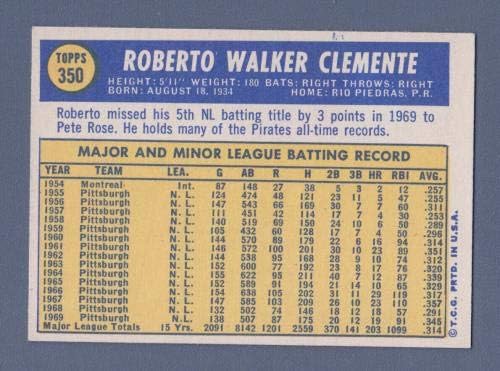 1970 Бейзболна картичка Topps #350 Роберто Клементе Питсбърг Пайрэтс, NM o / c stn - Бейзболни картички с надпис Slabbed