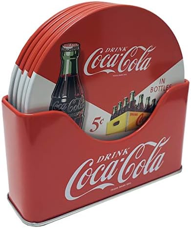 Набор на каботажните за coca-cola, The Tin Box Company от 6 теми с Висока Метален държач, Червен
