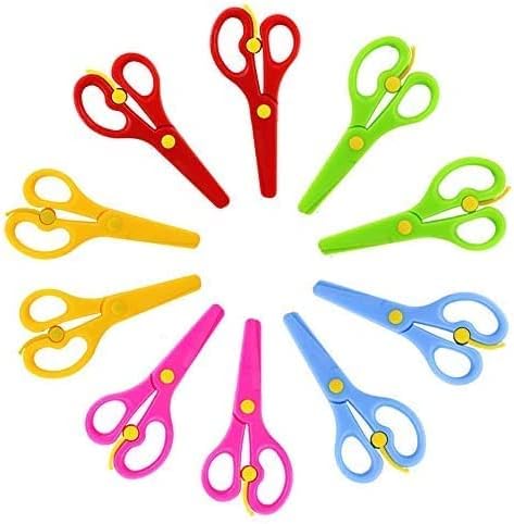 Allpdesky 10 бр., безопасни ножици 5 цвята, ножици за ученици и деца от ръчно изработени детски канцеларски
