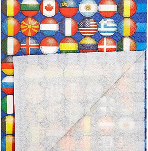 100 Опаковки Хартиени салфетки с флага за Международната партита (6,5 x 6,5 инча)