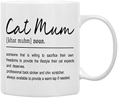 Чаши за кафе QASHWEY Cat Mum Definition, Коледен Подарък за Рожден Ден за Любителите на Котки, Майките Котки,