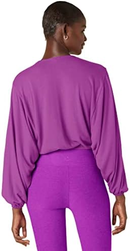 Жена пуловер с мирис на Beyond Yoga - Ръкави Прилеп с пресичащи предните части, Луксозен и удобен пуловер цвят