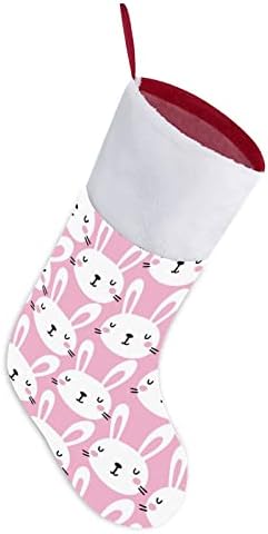 Коледни Чорапи със Заек, Коледна Елха, Висящи Чорапи за Камината, с Къси Плюшени Белезници, Украса за Дома Празнични Партита