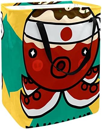 Японската Храна Takoyaki Сгъваема Кошница За Дрехи с Принтом Октопод, 60Л Водоустойчив Кошници за Бельо, Кошница