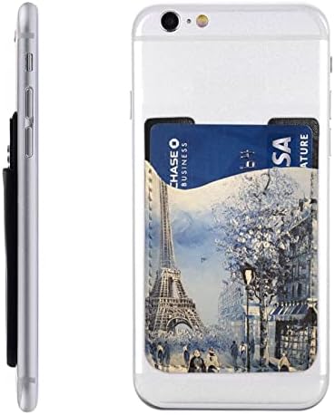 Романтична Калъф за мобилен телефон с Айфеловата Кула в Париж, Държач за карти, Самоклеящийся калъф за кредитни карти от Изкуствена кожа ID за задния панел на смартф