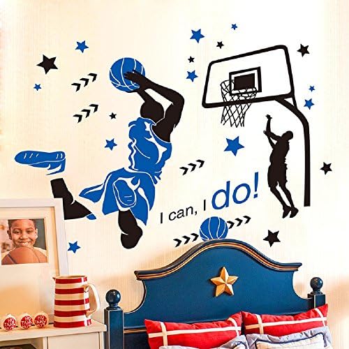 Amaonm Творчески 3D Баскетболист Потапям Баскетболна Звезда Стикери За Стени, Подвижни Стени Арт Декор САМ Стикер