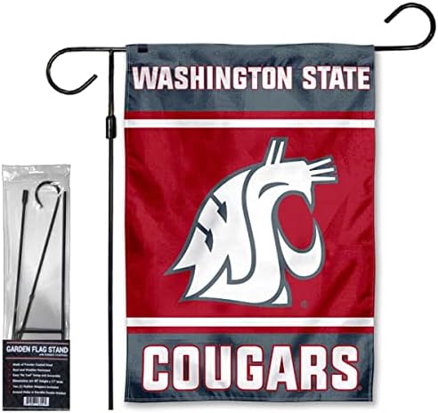 Градински Флаг на щата Вашингтон Cougars Комплект За Стойка за хартата с Флагштоком