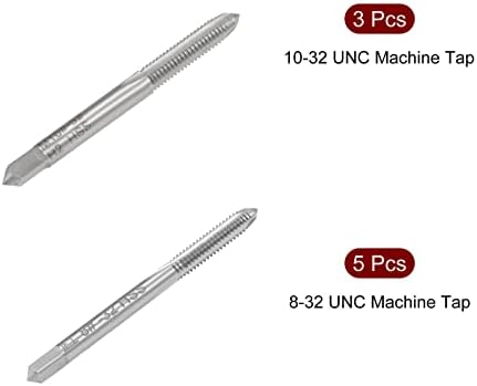 Метчики за смилане на конец uxcell, 8-32 UNC 10-32 UNF 2Б Клас 3 С Канали От Бързорежеща Стомана, Резбонарезни инструменти за машини, 8 бр.