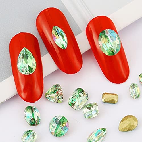 WAAZI Зелен Дизайн нокти Кристали и Камъни за Декорация Кристали Кристали и Кристални Камъни Стъкло Коригиране