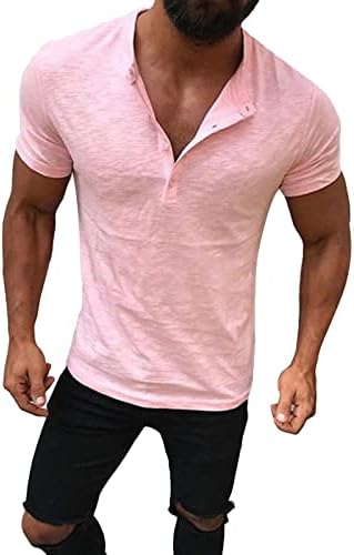 Maiyifu-GJ Мъжки Ежедневни Основни Модни Тениски С Лента Отпред, с Къс ръкав, Леки Памучни Блузи С V-образно