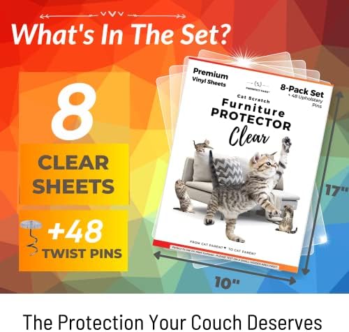 PURRRFECT PAWZ 8-Pack Защита на дивана за котки, Защита мебели от Котешки Драскотини, Защита на дивана за котки,