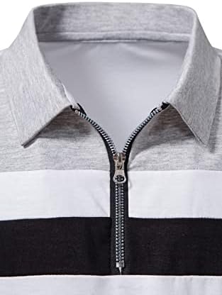 A WATERWANG Мъжки Ризи Поло с Къс Ръкав, Ежедневни Тениски за Голф Slim Fit с Цип, Мъжки Памучни Блузи в стил
