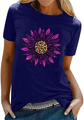 Леки Графични Блузи за жените с Кръгло деколте, Класически Блузи, Модни Ежедневни Летни Блузи Свободно Намаляване