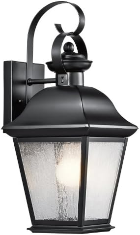Външен стенен монтаж лампа Kichler Mount Vernon 16,75 1 Light с Прозрачно стъкло цвят черен
