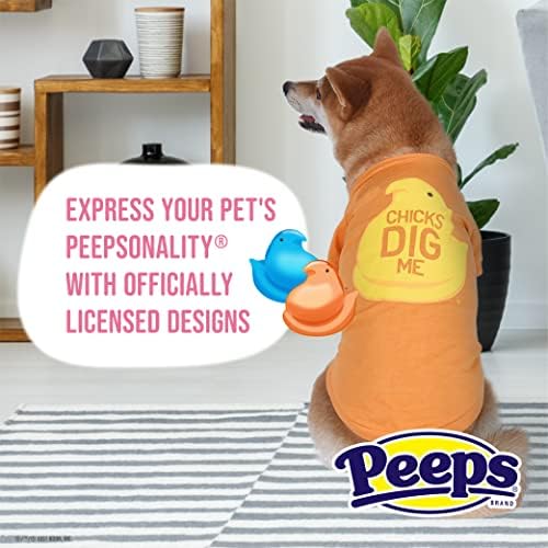Тениска Peeps for Pets Пилета Dig Me Dog, Размер Среден (M) | Оранжево-жълта Тениска За кучета, Мека Удобна