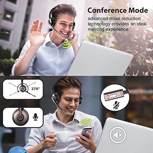 Безжична слушалка Earbay, Bluetooth-Слушалки с функция за намаляване на шума с микрофон, Слушалки в ушите с изключване микрофон, Слушалки, свободни ръце за КОМПЮТЪР, за Zoom /