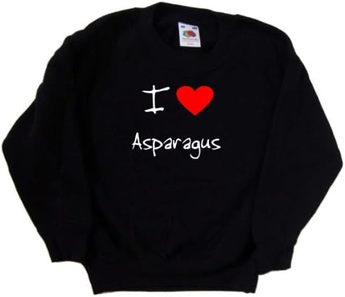 Черна детска Hoody I Love Heart Asparagus