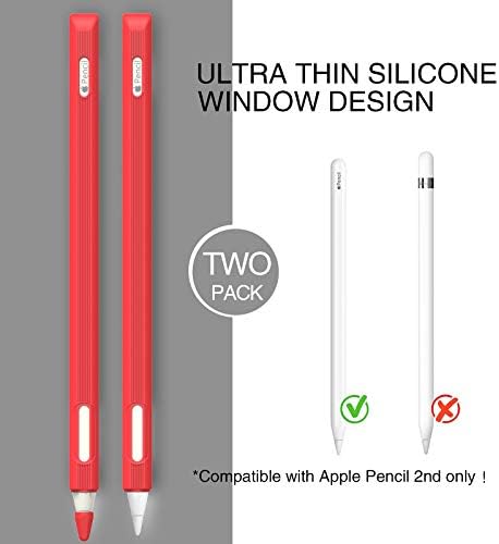 Калъф Apple Pencil 2-ро поколение, Ултратънък Калъф Apple Молив, Силиконов Защитен Калъф Apple Молив с прозорец,