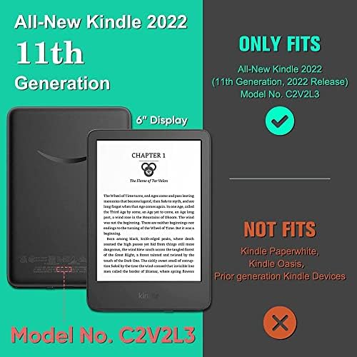 калъф shzrgarts за 6-инчов Kindle (11-то поколение-випуск 2022 година), Ультратонкая изкуствена кожа и твърда