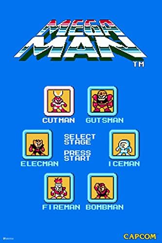 Mega Man Stage Select видео игра Видео Игра Класически Ретро Реколта на 90-те години Игра MegaMan Capcom Legacy Collection Megaman 11 Mega Man X Dr Хитър Здраво Хартиен Знак Печат на Изображения 8x12