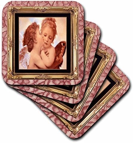 Поставка за керамични плочки 3dRose CST_21234_3 Angels Kissing, Комплект от 4