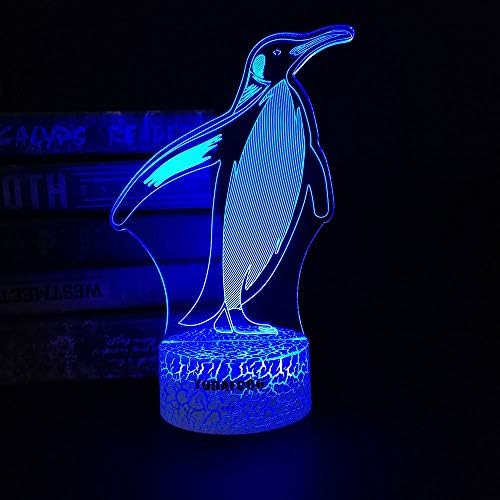 Лека нощ с пингвин YODAFOOR 3D Оптична Илюзия Нощна лампа - 7 led крушки с дистанционно управление, променящия