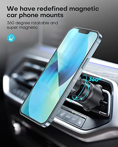 Магнитен държач телефон AHK за кола, Магнитно закрепване за мобилен телефон със завъртане на 360 ° за отдушник,