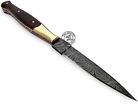 Красив Ловен Нож с Тънък Нож от Дамасского Розово Дърво, Двоен Край, Първокласно Качество
